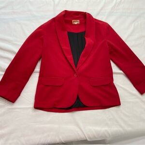 Mudd Red Blazer with Notched Lapels and Structured Fabric
